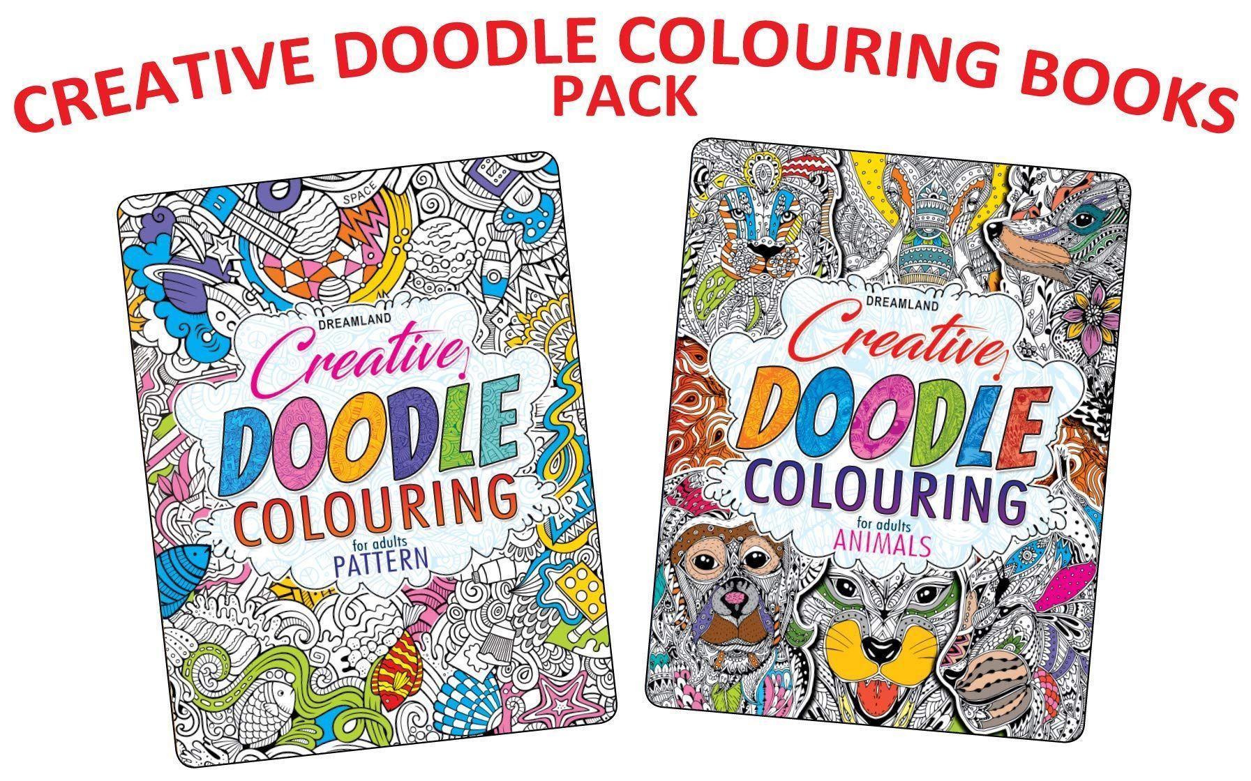 Creative Doodle Colouring 2 Books Pack for Beginners and Adults - Patterns, Animals & Birds [Paperback] Dreamland Publications