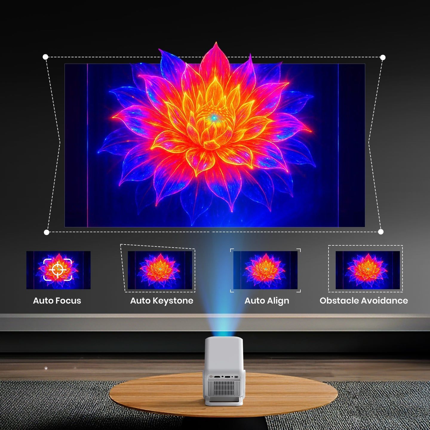 Portronics Beem 450 Pre-installed Streaming Apps, 1080p Full HD, 4000 Lumens, Upto 120 Max Display