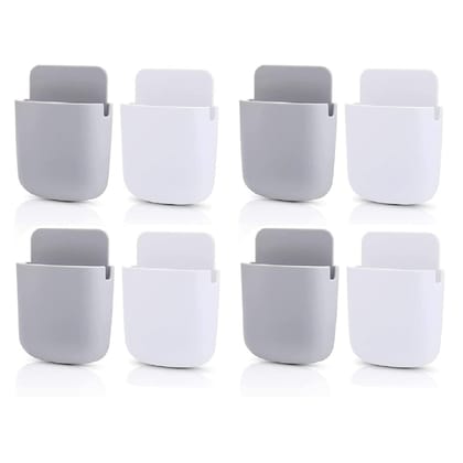 Alboss 8 Piece Wall Mounted Storage Box Remote Storage Organizer Case for Air Conditioner TV Mobile Phone Plug Holder Stand Rack, Phone Charger Plug Holder (Pack of 8 Pcs) Alboss 8 Piece Wall Mounted Storage Box Remote Storage Organizer Case for Air Cond