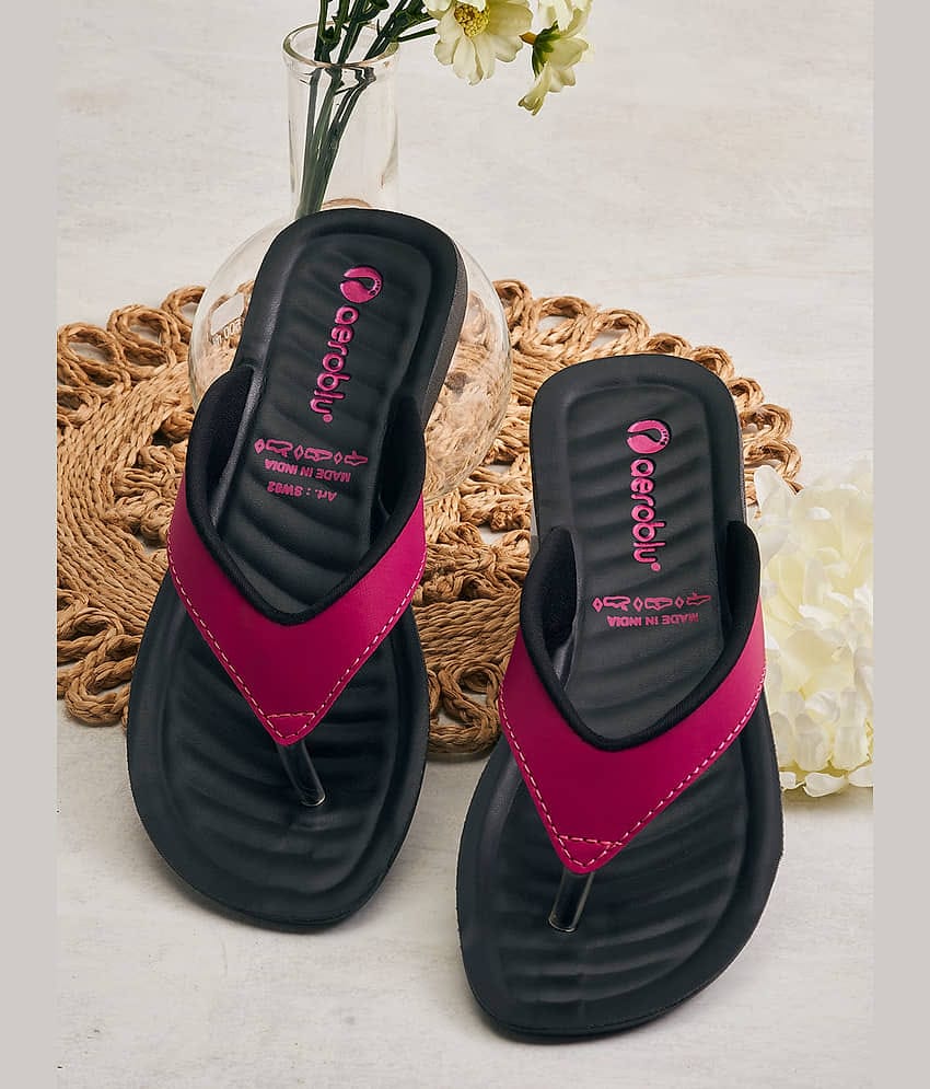 Aeroblu Footwear AESW82 Black Women's Open Toe Flats