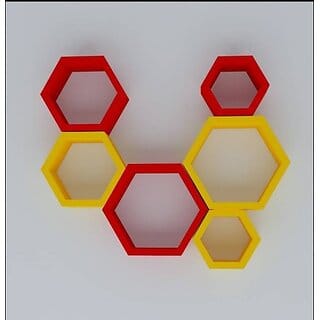 Onlinecraft Wooden Book Rack Shelf Wooden Wall Shelf (Number Of Shelves - 1, Yellow, Red)