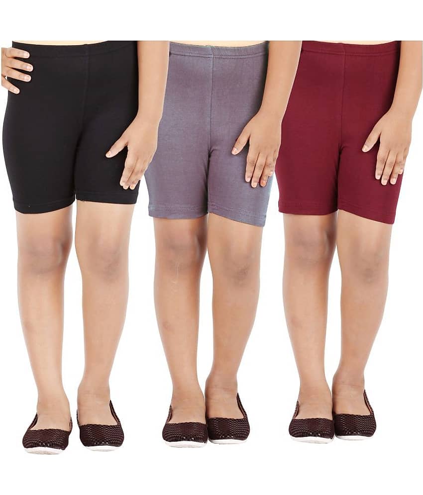 LULA Pack of 3 Girls Cotton Blend Cycling Shorts ( Multicolor )