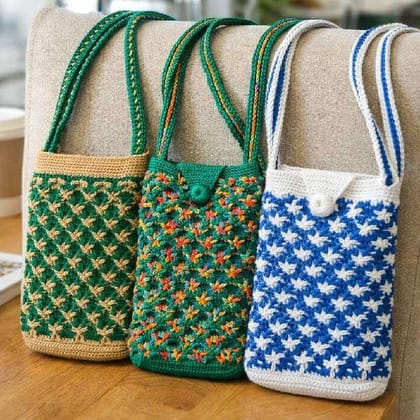 Multi Colour Crochet Handmade Sling Bag