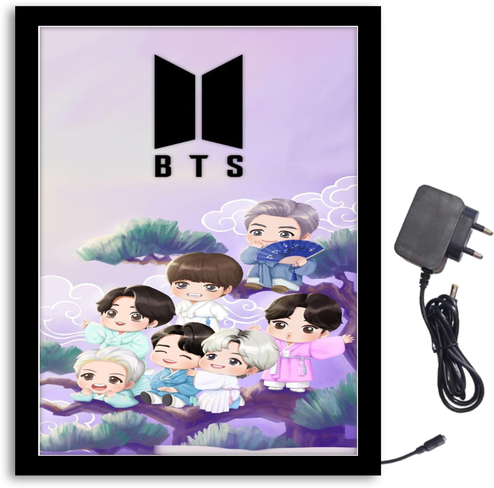 NOKKES Bts Cartoon Team Light Photo Frame 8X10 inch Led Light photo Frame With Light Adaptor Led Light Photo Frame Black Color Photo Frame_AQW167