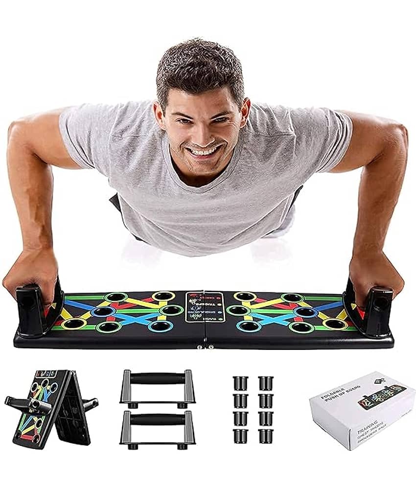 Foldable Push-Up Board 14 in 1 Multi-Function Pushup Bracket Rack Dips Stand Body Building Fitness Exercise Tools for Men/Women Home Gym Chest Triceps Shoulder Back Muscle Carbon Fiber, Pack of 1