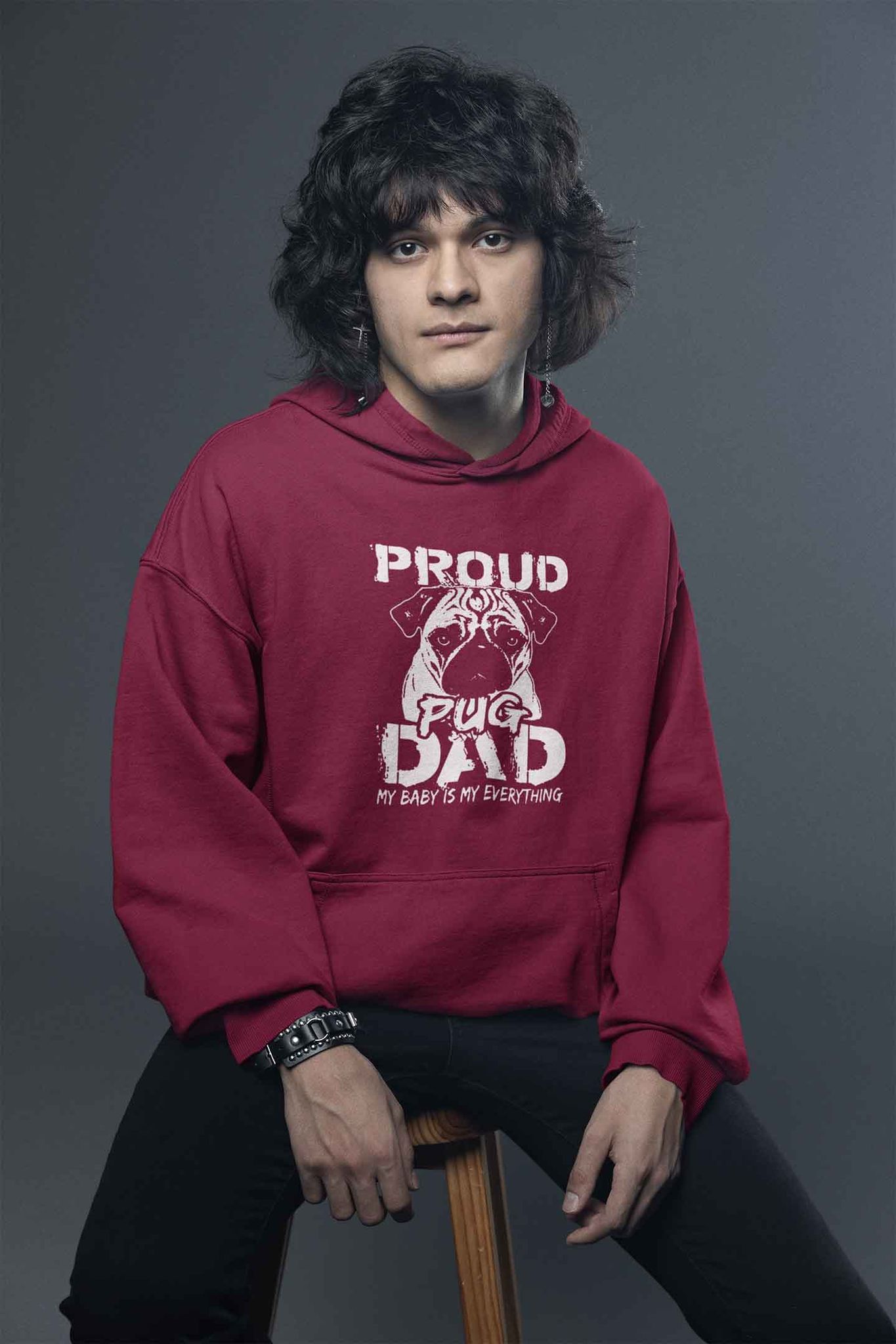 Hoodie (Men) - Proud Pug Dad (4 Colours)