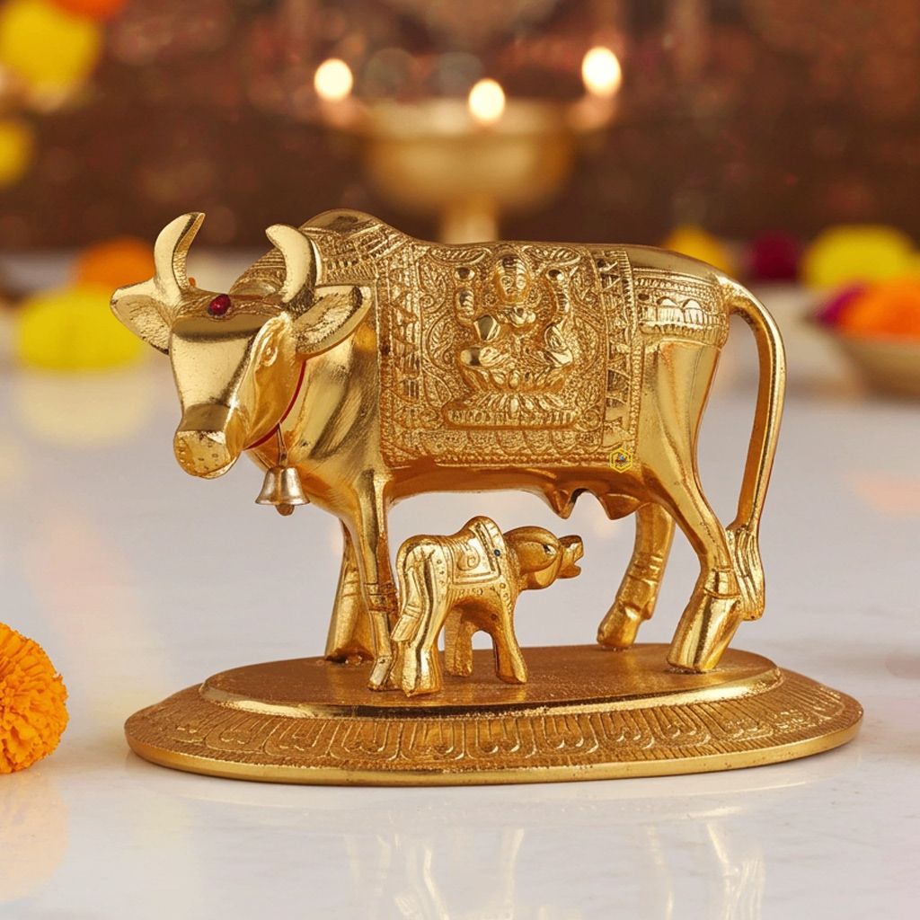 Aluminium Cow Statue � Antique Silver Finish Showpiece, Height : 5 Inch (ASMAS217 G)