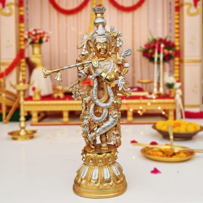 Brass Showpiece Krishna In Two Tone Finish Statue (BSMAS473 A) Brass Showpiece Krishna In Two Tone Finish Statue (BSMAS473 A)