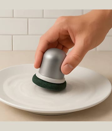 Purple Dust Heavy-Duty Kitchen Scrubber with Grip Handle – Cookware Cleaning Pad for Burnt Pots, Pans & Utensils (1 Pc)