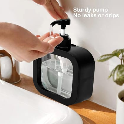 Liquid Soap Dispenser for Bathroom & Kitchen - Black - Stylish & Sleek Refillable Pump Bottle for Hand Wash, Shampoo & Lotion, Transparent Design Liquid Soap Dispenser for Bathroom & Kitchen - Black - Stylish & Sleek Refillable Pump Bottle for Hand Wash, Shampoo & Lotion, Transparent Design