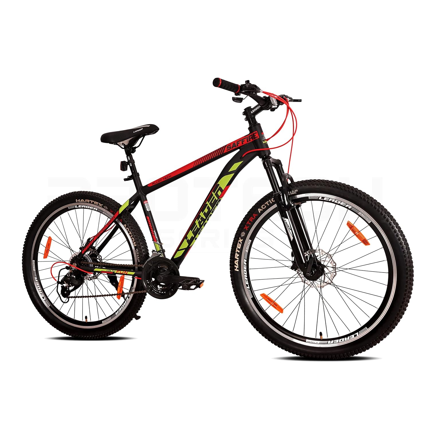 Leader Saffire 27.5T 21-Speed Alloy MTB Cycle With Dual Disc Brake And Front Suspension 27.5 T Hybrid Cycle/City Bike (21 Gear, Black)