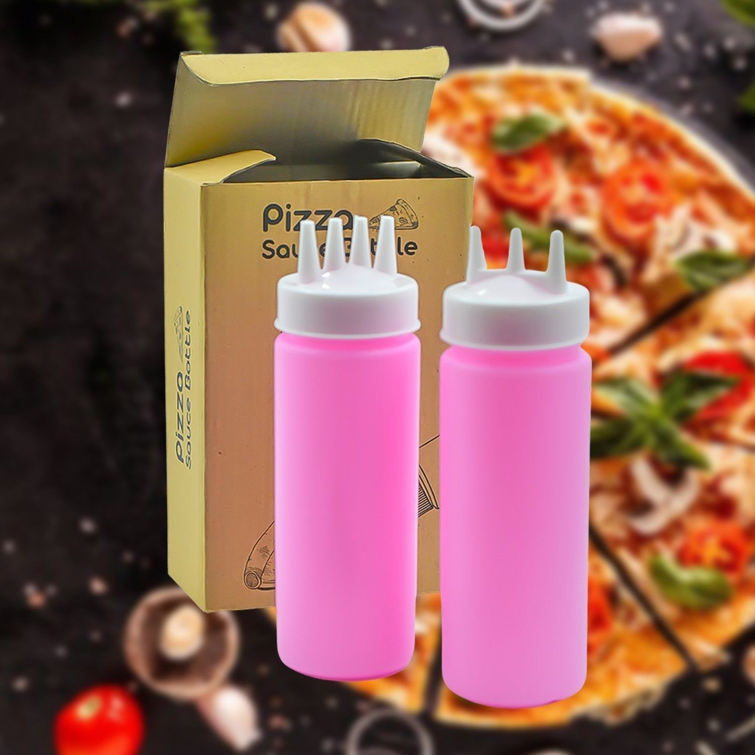 Plastic Bottles with 3 Nozzel for Sauce, Mayonnaise, Chocolate Syrup (Pack of 2Pc)