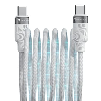 Portronics Snaplink C Square 60W Max Output, Type C to Type C, Strong Braided Cable, 1M Cable Length
