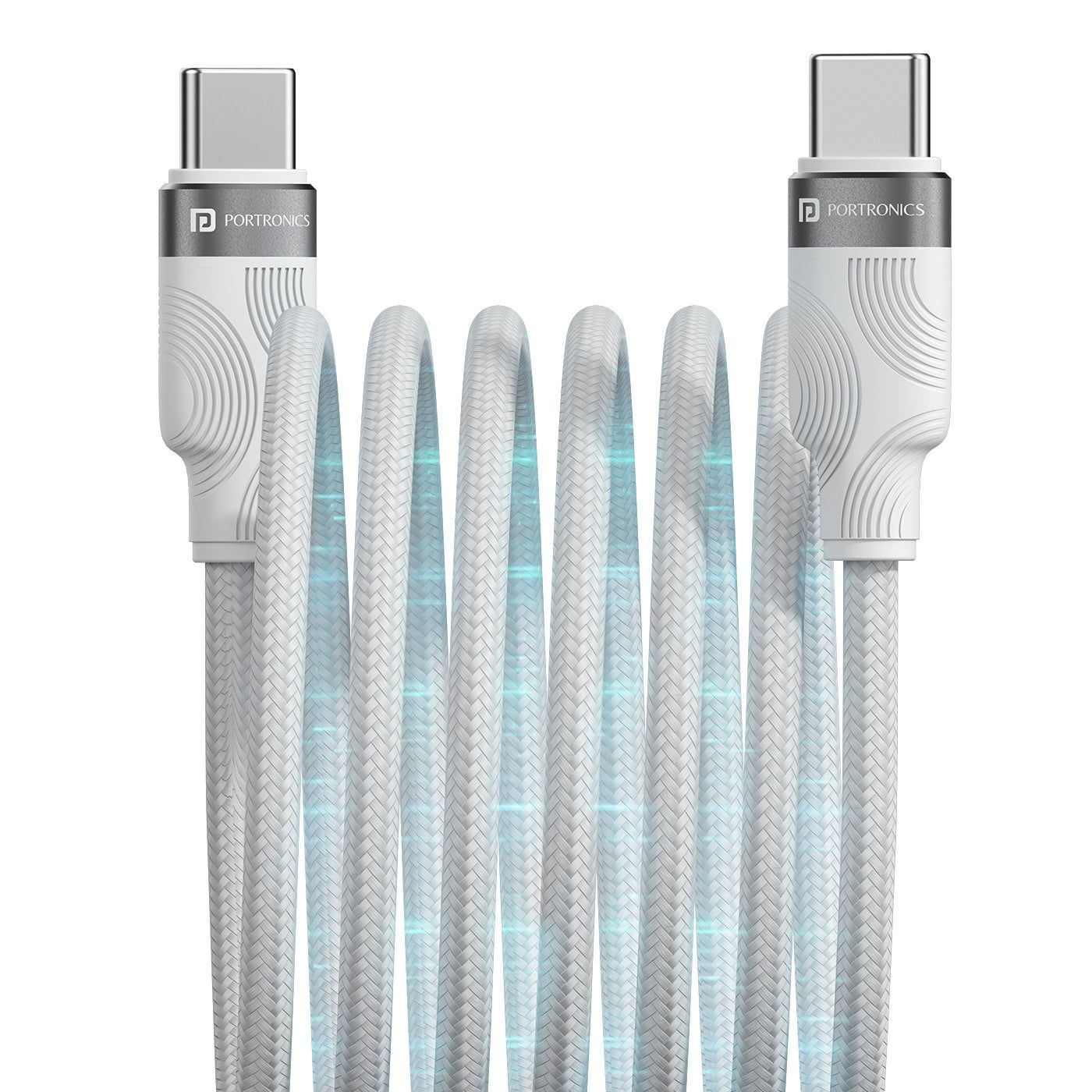Portronics Snaplink C Square 60W Max Output, Type C to Type C, Strong Braided Cable, 1M Cable Length