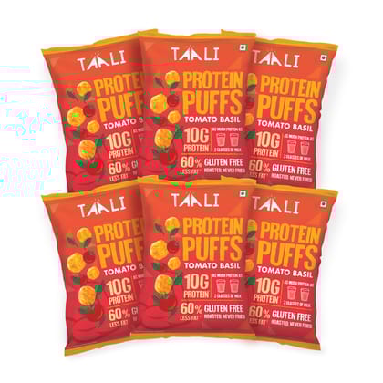 Taali Protein Puffs With Tomato Basil, 60 gm Each - Pack of 6
