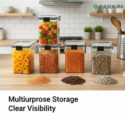 Pulseaura Multicolor Airtight Kitchen Plastic Container Set 1200 ML (Pack Of 2)