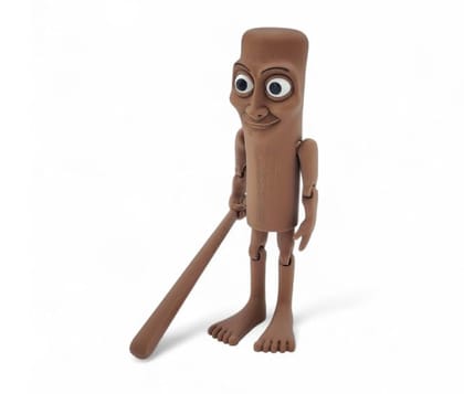 Tung Tung Tung Sahur Action Figure | 6-Inch Meme Toy | Italian Brainrot Collectible | 3D Printed Articulated Model with Bat | Funny Viral Figurine Gift | Brown (Pack of 1)