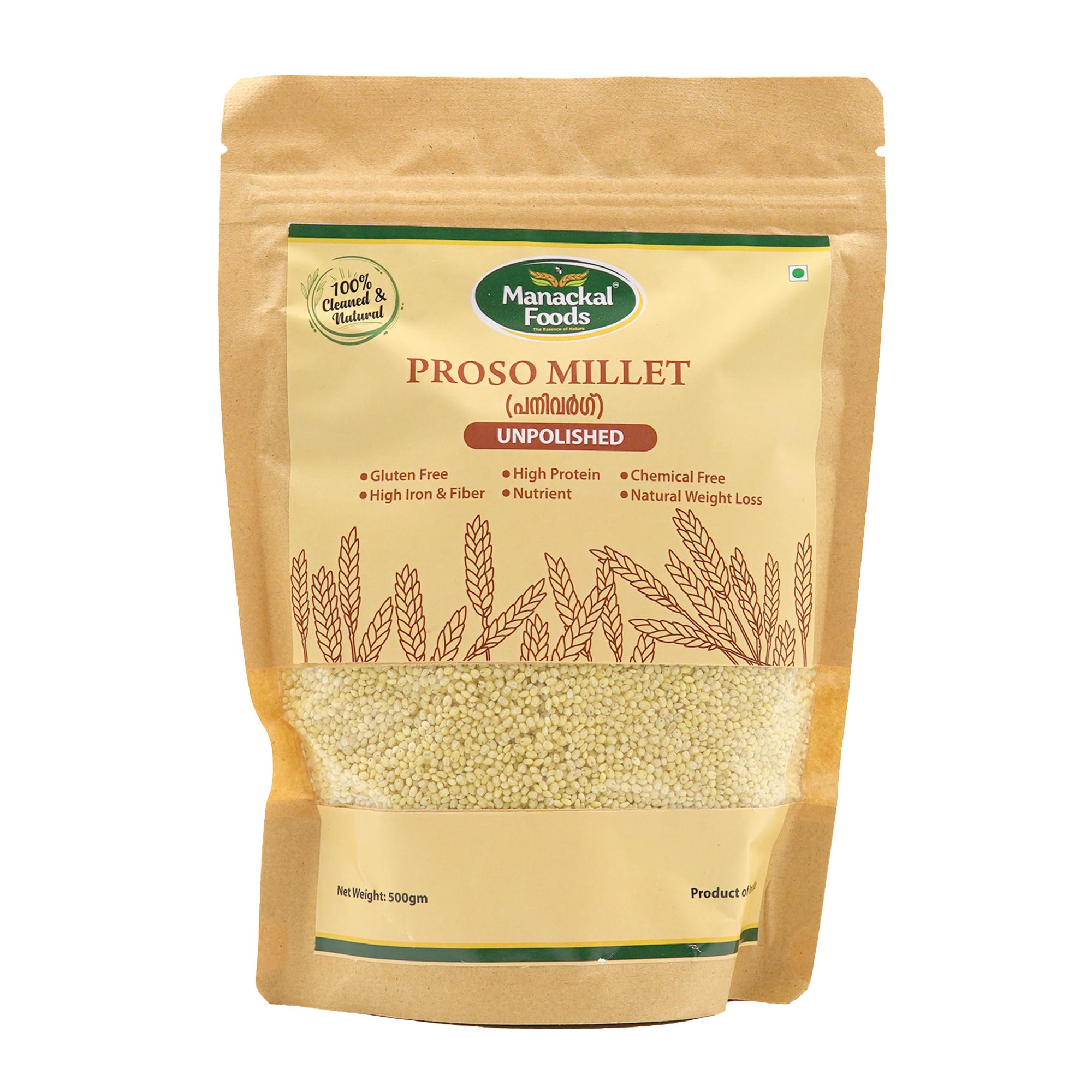 Proso Millet (Cheena/| Pani Varagu) | Natural & Unpolished Whole Grain | Gluten-Free & Nutritious | 500g