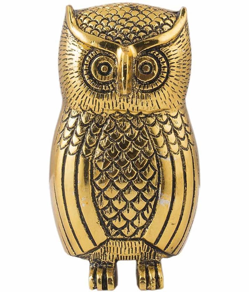 Fashion Bizz Handicraft Aluminium Lord Laxmi Vahana Owl Temple Decorative Showpiece - 11 cm