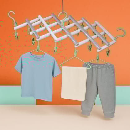 Big Adjustable Clothes Hanger, Windproof Tumble Dryer, Extendable, Socks Washing Liner, Plastic Drying Rack, Sock Hanger, Foldable Hanger, Underwear Dryer with 29 Clips