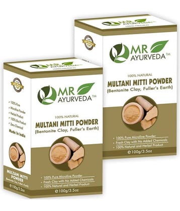 MR Ayurveda Organic Multani Mitti Powder, Complete Skin Care Face Pack Masks 200 gm Pack of 2