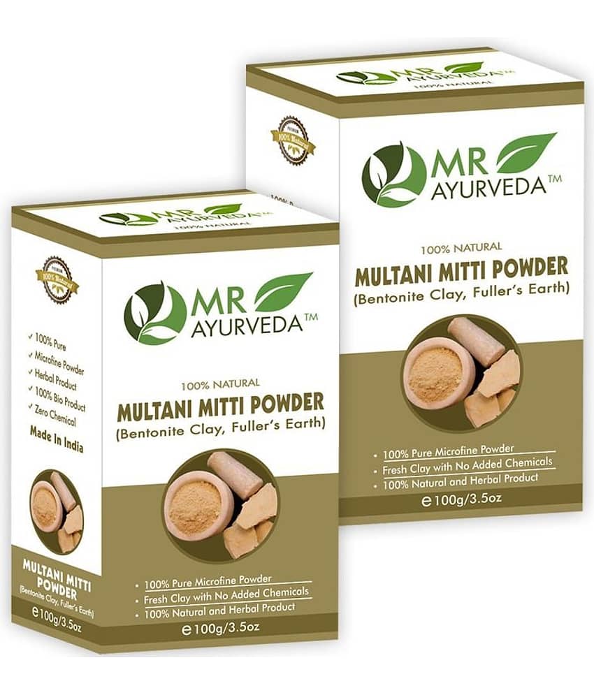 MR Ayurveda Organic Multani Mitti Powder, Complete Skin Care Face Pack Masks 200 gm Pack of 2