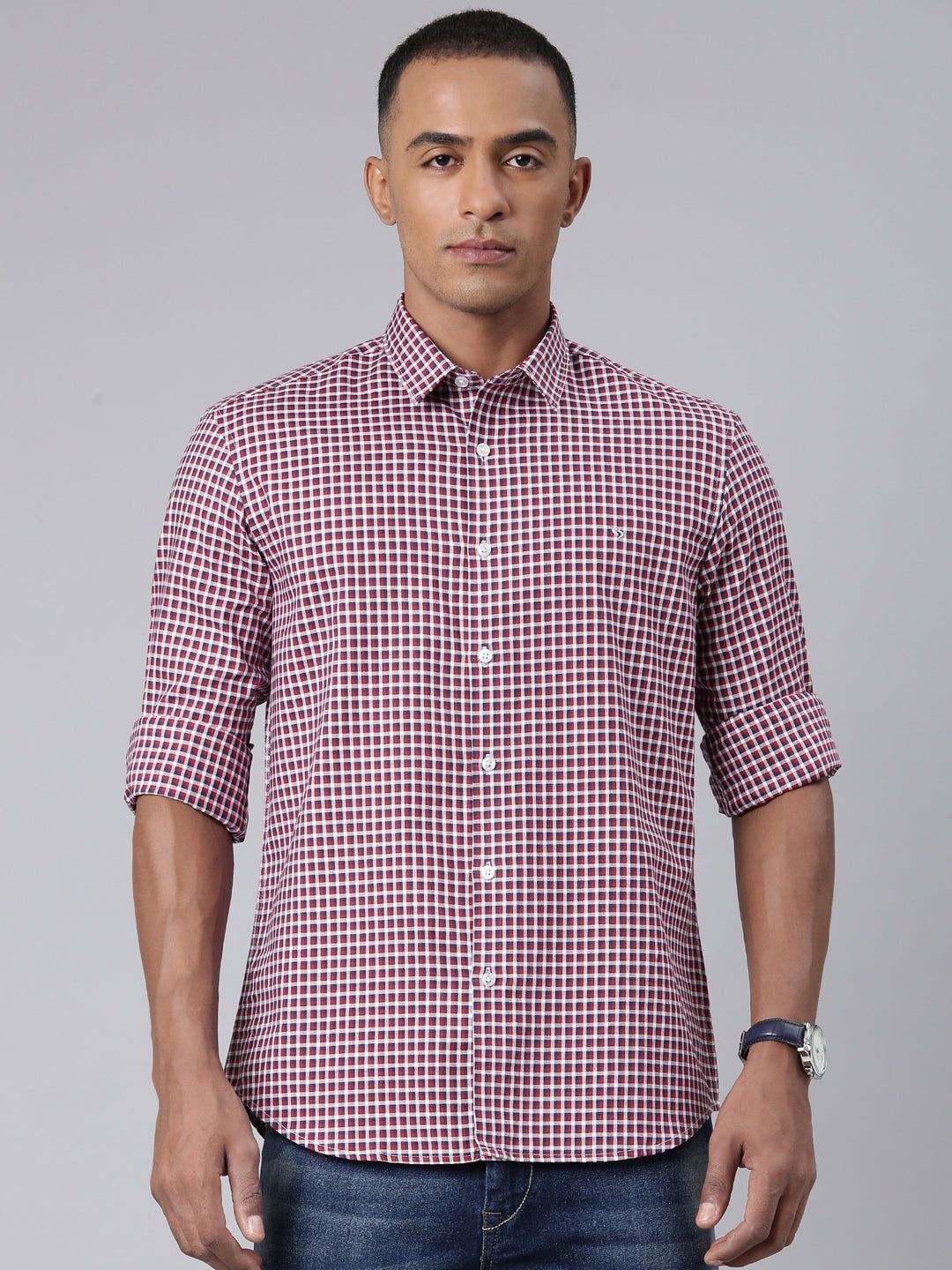 Classic Polo Mens Checks Multicolor Polo Neck Woven Slim Fit Shirt | SFRO2-13 A-FS-CHK-SF