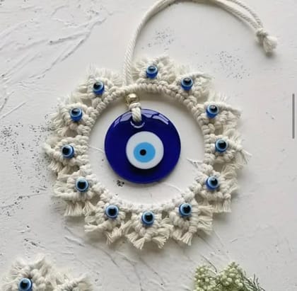 Wall Hanging for Home Decor & Nazar Protection | Big Turkish Evil Eye for Main Door Entrance | Handmade Boho Wall