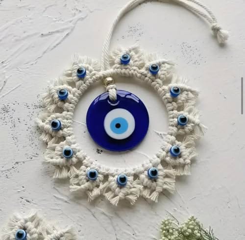 Wall Hanging for Home Decor & Nazar Protection | Big Turkish Evil Eye for Main Door Entrance | Handmade Boho Wall
