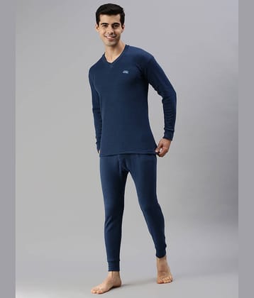 Lux Cottswool Pack of 1 Cotton Blend Thermal Sets For Men's ( Blue )