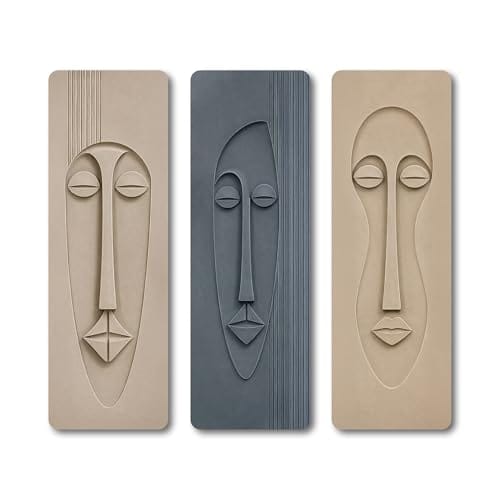 Wall Art Set of 3 for Home Decor | MDF Wooden Wall Painting with Black Painted Edges | Modern 3D Look Face Wall