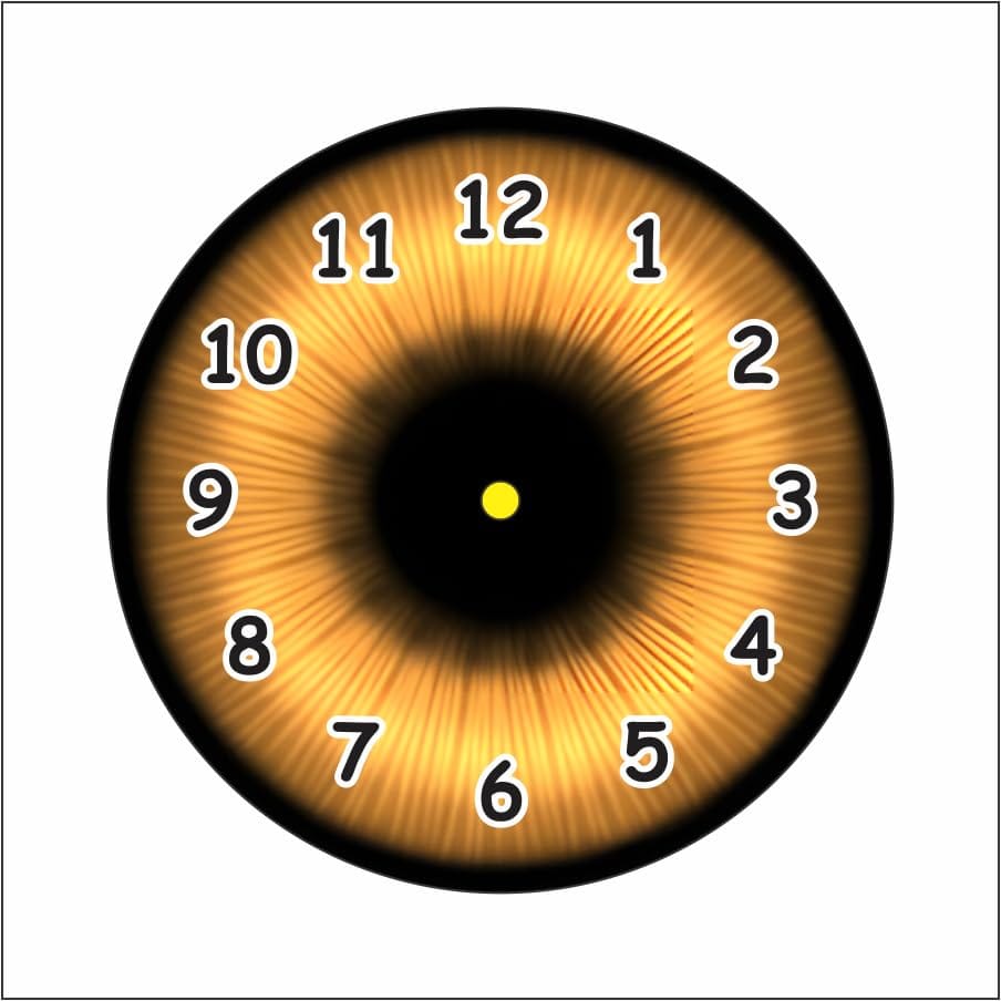 TERA MERA GIFT The Magical Gifts Realistic Eye Design Wall Clock ? Glow-in-Dark Iris Style Decorative Clock for Home, Office, Living Room 8 INCH