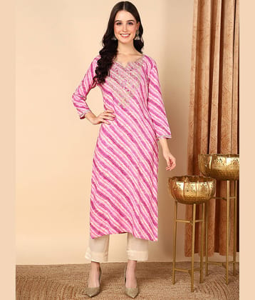 Vaamsi Cotton Blend Printed Straight Women's Kurti - Purple ( Pack of 1 )