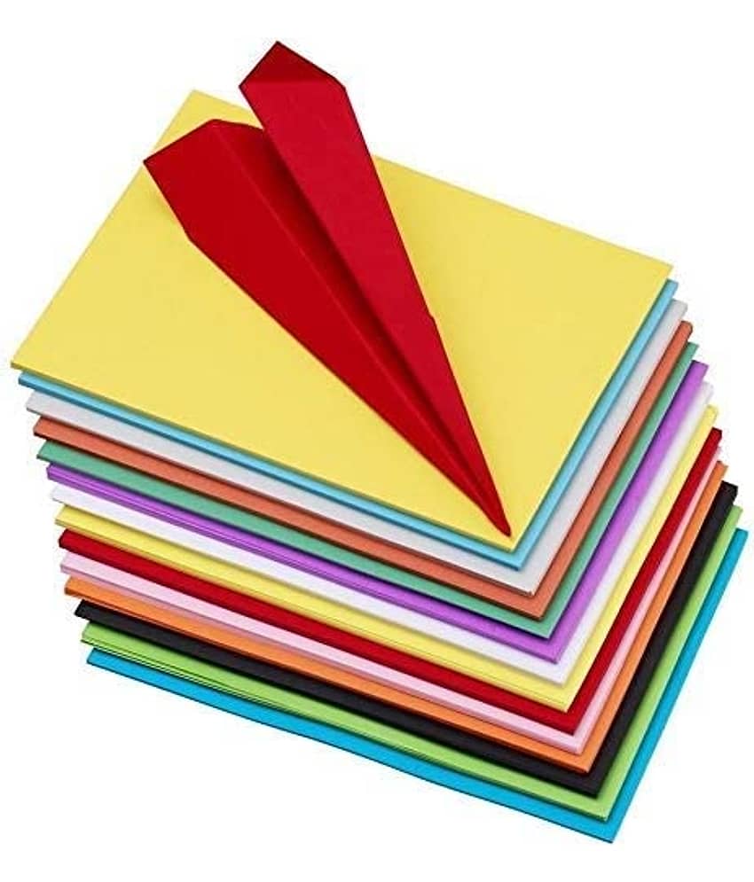 Eclet 40 pcs Color Sheets (180-240 GSM) Copy Printing Papers/Art and Craft Paper A4 Sheets Double Sided Colored Origami Folding School, Office Stationery (Multi Coloured)