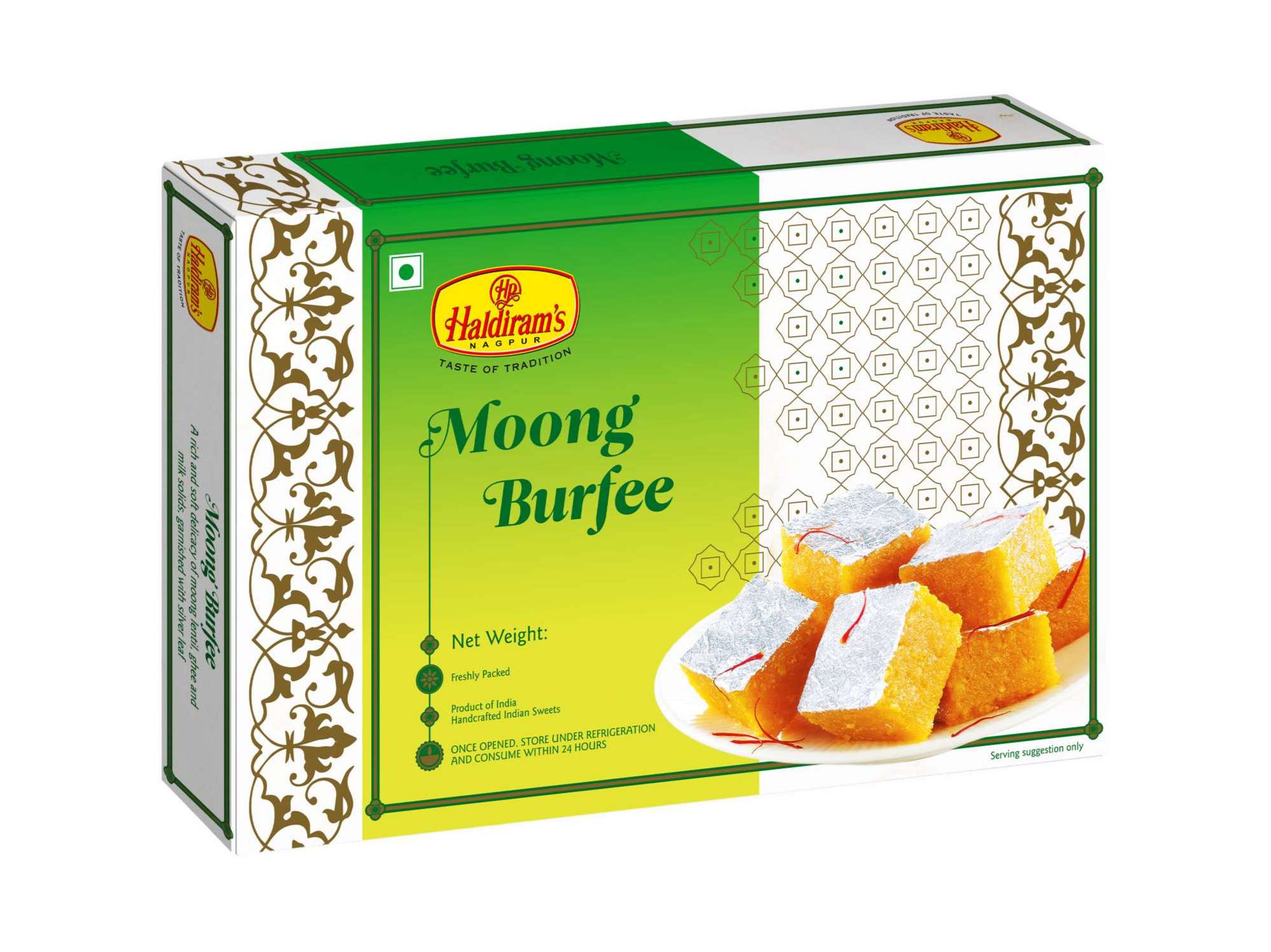 Haldiram's Moong Burfee Packed Sweets - 500 Gm - Pack of 2
