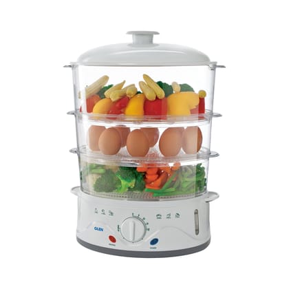 Electric Food Steamer 900w with 60 minute Timer, 3 Food Grade Containers  - white (3052)