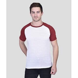 PrintCultr Colorblock Men Round Neck Cotton Blend White T-Shirt
