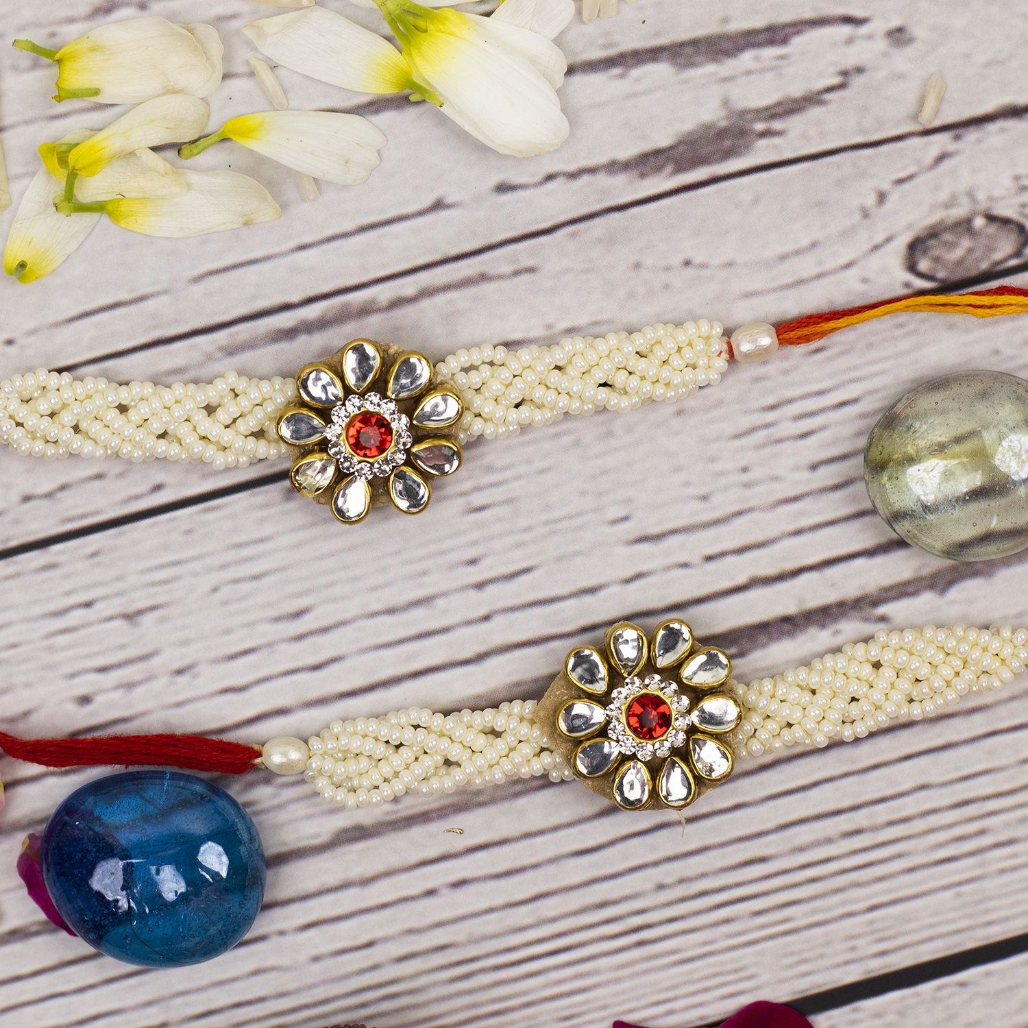 Craftlayout Set Of 2 Handmade Stone Designer Rakhi For Brother