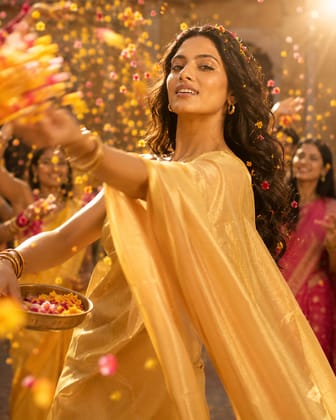 Dhoop - Light Gold Linen Tissue Silk Banarasi Saree