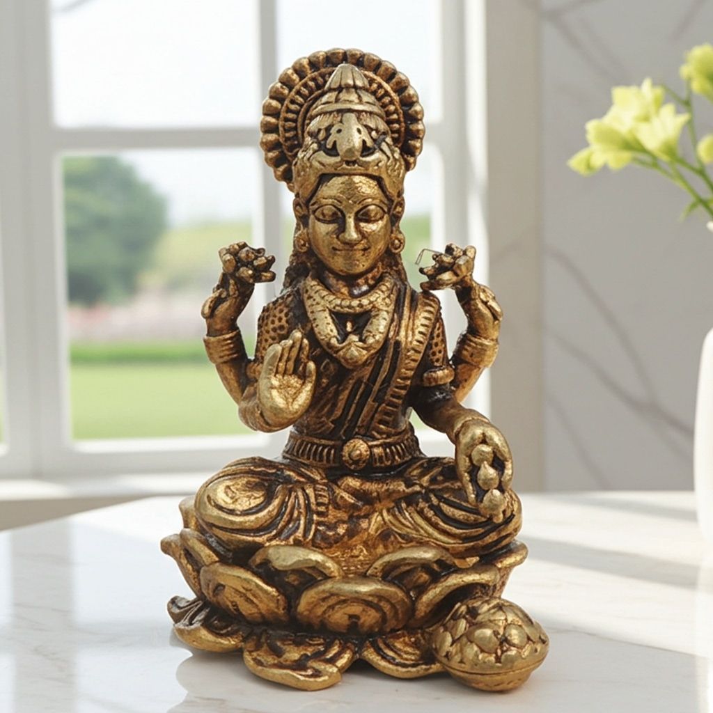 Brass Showpiece Laxmi Ji God Idol Statue, Made From Machine (BSMAS1687 L)