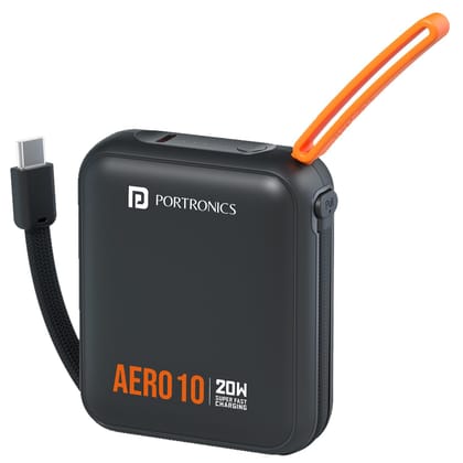 Portronics Aero 10, 10000mAh Fast-Charging Power Bank - Black Portronics Aero 10, 10000mAh Fast-Charging Power Bank - Black