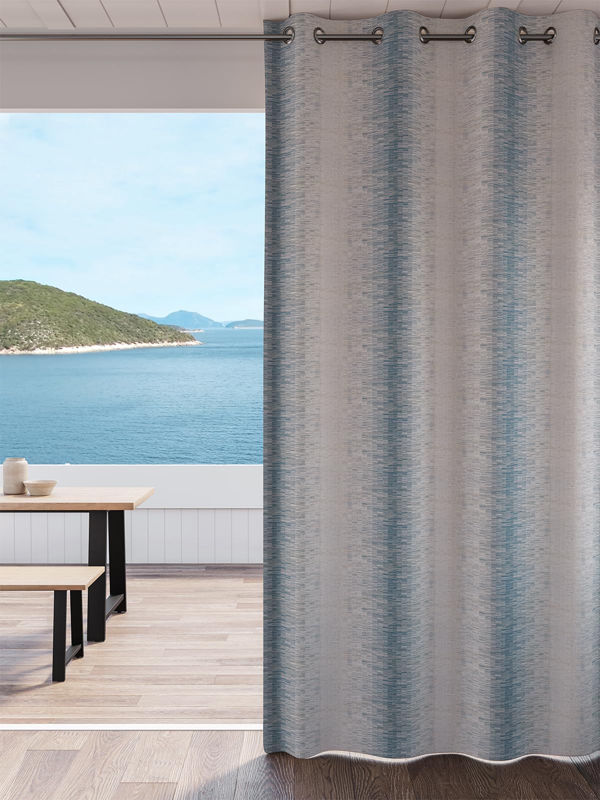 DDECOR - 100% PolyesterStripes And Checks PatternLarge Door 9 Ft|135 CM X 260 CM| - Blue