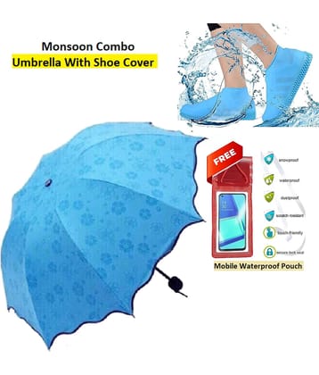 RAMDEV ENTERPRISE Blue 1 Fold Umbrella
