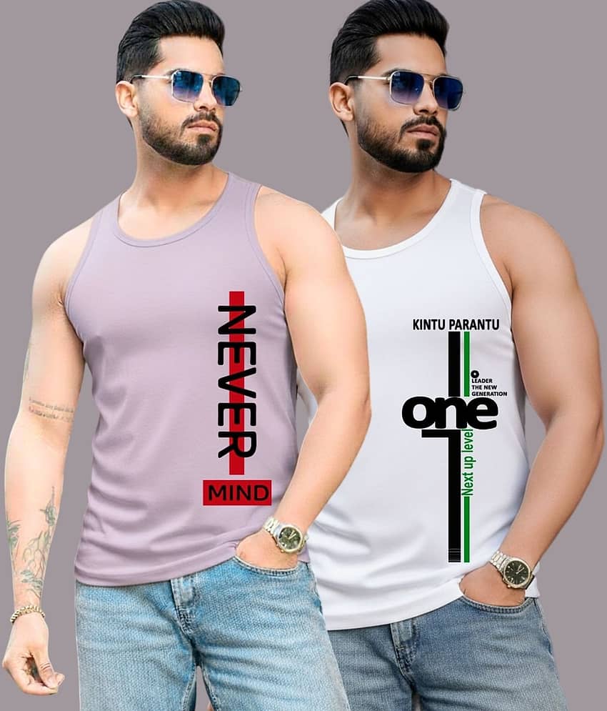 Parona Pack of 2 Polyester Gym Vest For Men ( Multicolor15 )