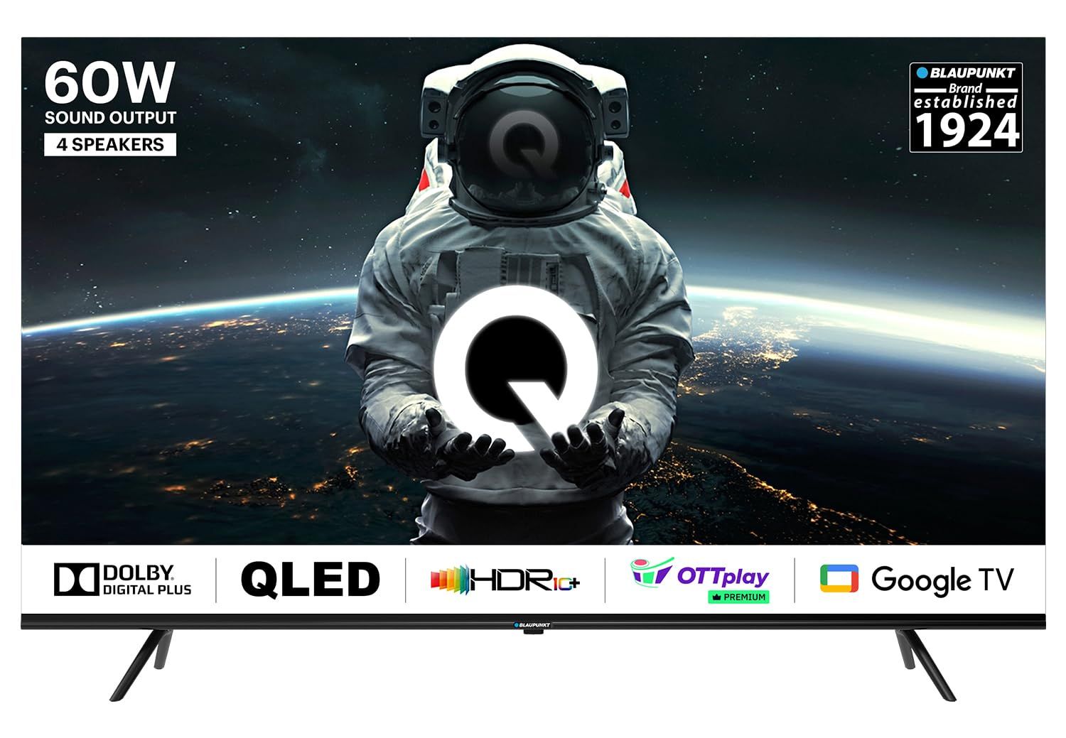 Blaupunkt 126 cm (50 inches) Quantum Dot Series 4K Ultra HD QLED Google TV 50QD7010 (Black) Black
