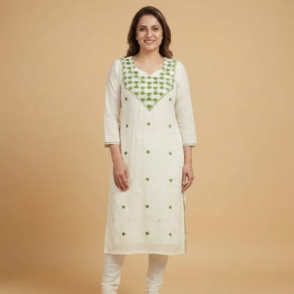Hand-Embroidered Georgette Unstitched Suit Material | Cream Hand-Embroidered Georgette Unstitched Suit Material | Cream