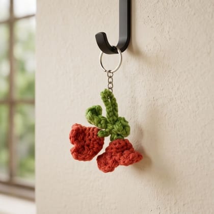 Handmade Crochet Rose Flower Keychain