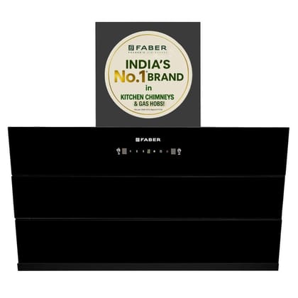Faber Bliss 90cm 1350m/hr Filterless Kitchen Chimney | Slant Body | Autoclean Alarm|Moodlight | Touch&Gesture | 8Yr on Motor,2Yr Comprehensive Warranty by Faber | Hood Bliss FL SC HC BK IN 90, Black Faber Bliss 90cm 1350m/hr Filterless Kitchen Chimney | 