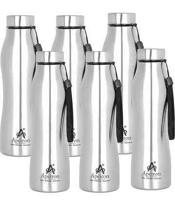 APEIRON Vactra pack of 6 Silver Stainless Steel Fridge Water Bottle 1000 mL ( Set of 6 )