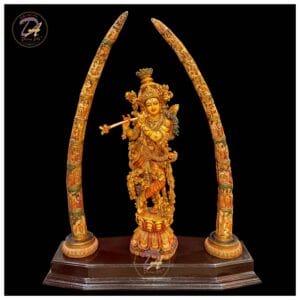 Marble Dust Lord Krishna With Tusk